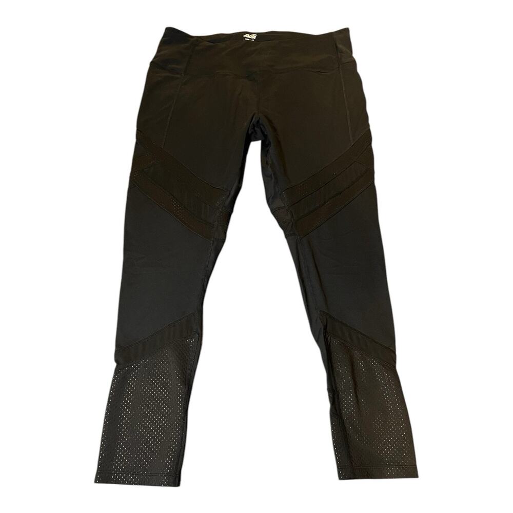 Avia Women's Pants XL Activewear Leggings Crop Mesh Panel Black Stretch Gym